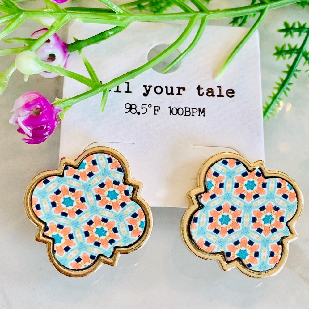 Elize Wooden Moroccan Stud Earrings